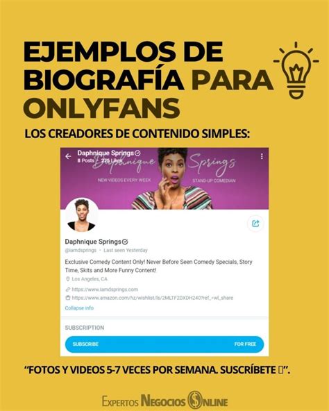 biografa para onlyfans ejemplos|10 ideas de biografías de Onlyfans que convierten